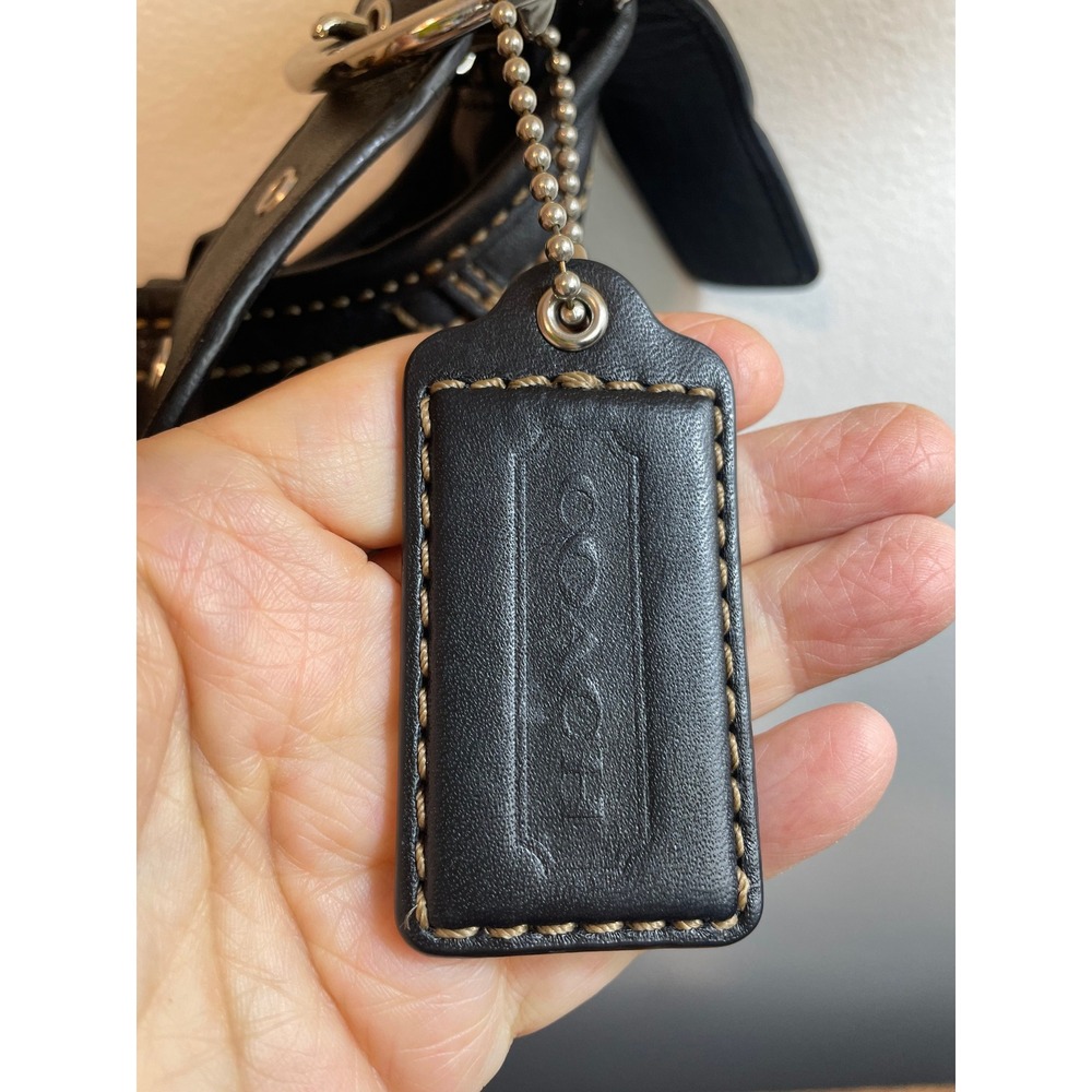 COACH Black & Gray Signature Canvas Leather Trim‎ Hobo Crossbody Bag F13358 GUC - Picture 2 of 11